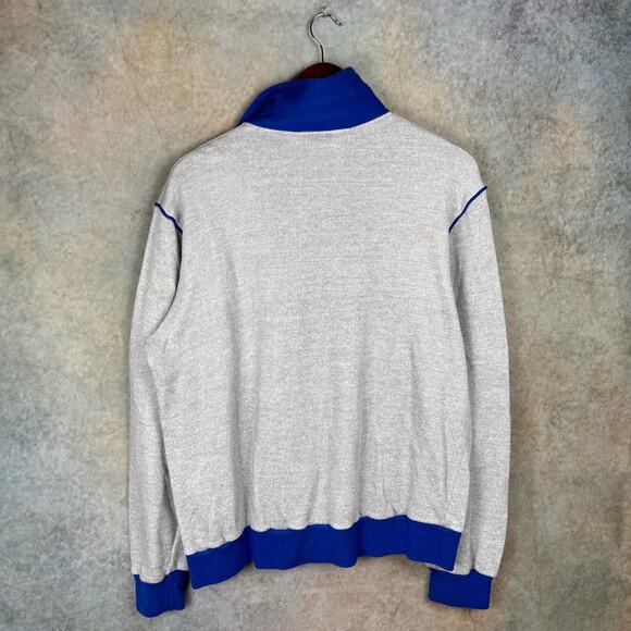VTG 80s MacGregor Q Zip Sweatshirt Mens Sz L Gray Blue Pullover Sports Athletics - Picture 3 of 8